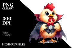 Vampire Chicken Watercolor Clipart Product Image 1