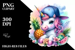 Baby Unicorn with Baseball Cap, Transparent PNG Product Image 3