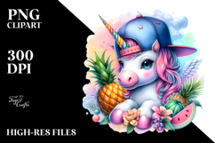 Baby Unicorn with Baseball Cap, Transparent PNG Product Image 2