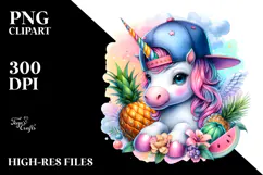 Baby Unicorn with Baseball Cap, Transparent PNG Product Image 2