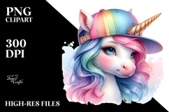 Baby Unicorn with Baseball Cap PNG Product Image 2