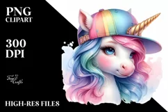 Baby Unicorn with Baseball Cap PNG Product Image 3