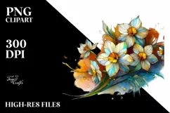 Abstract Pastel Wooden Stained Narcissus PNG Product Image 2