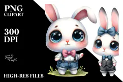 Watercolor Cute Bunny with Big Eyes Expressive and Funny | Product Image 2