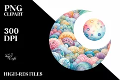 Colorful Moon Pastel Watercolor | Clipart Product Image 3