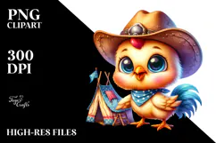 Baby Rooster with Cowboy Hat and Tiny Tent PNG Product Image 2