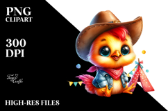 Goofy Vibrant Watercolor Baby Rooster PNG Product Image 2