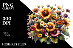 Colorful Sunflower Frame PNG Product Image 2