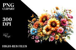 Colorful Sunflower Frame PNG Product Image 2