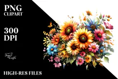 Colorful Sunflower Frame PNG Product Image 2