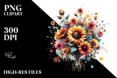Colorful Sunflower Frame PNG Product Image 2