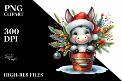 colorful Donkey with Santa Hat PNG Product Image 2