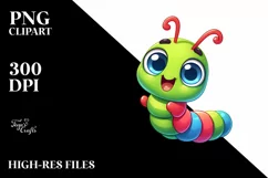Colorful Baby Caterpillar Clipart Product Image 1