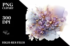 Abstract Shiny Lilac Made of with Golden Insertions | Product Image 1