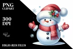 Snowman with Gloves and Santa Hat PNG Product Image 1