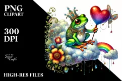 Adorned Frog Holding Heart PNG Product Image 2