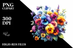 Colorful Watercolor Bouquet with Pansy | Sublimation | Product Image 1