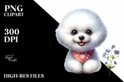 Funny Bichon Frise Watercolor Clipart Product Image 1