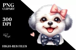 Funny Bichon Frise Watercolor Clipart Product Image 1