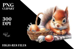 Digital Watercolor Baby Squirrel PNG Product Image 2