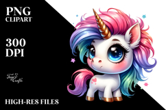Vibrant Unicorn Drawing with Floral Wreath PNG Product Image 2