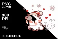 Cute Baby Cow Sleigh PNG Product Image 3