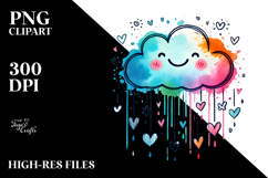 Hearts Scribbled Rainbow Smiling Cloud PNG Product Image 2