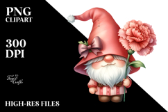 Cute GNOME with Carnation PNG Product Image 2