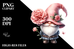 Cute GNOME with Carnation PNG Product Image 2