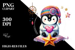Adorned Penguin Holding Heart PNG Product Image 2
