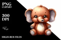 Colorful Brownish Elephant Plush Watercolor | Clipart Product Image 3