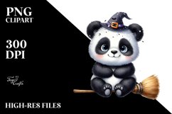Funny Baby Panda Witch Sublimation Clipart Product Image 3