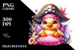 Baby Duck with Pirate Hat and Pillow PNG Product Image 2