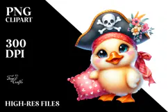 Baby Duck with Pirate Hat and Pillow PNG Product Image 2