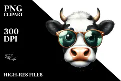 Funny Cow with Sunglasses PNG Product Image 2