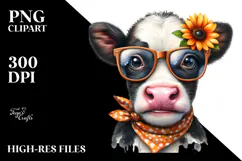 Wacky Cow with Funny Sunglasses PNG Product Image 2