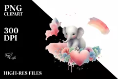Baby Elephant with Heart PNG Product Image 2