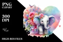 Baby Elephant with Heart PNG Product Image 2