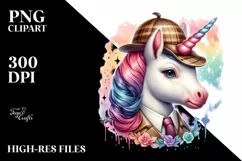 Colorful Baby Unicorn in Detective Hat Product Image 3
