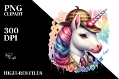 Colorful Baby Unicorn in Detective Hat Product Image 2