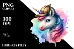 Baby Unicorn Detective, Watercolor PNG Product Image 2