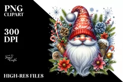 Detailed Vibrant Watercolor Christmas Gnome Product Image 1