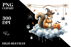 Spooky Squirrel on Cloud Halloween PNG Product Image 2