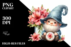 Cute Gnome with Azalea PNG Product Image 2