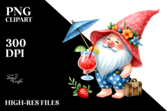 Cute Gnome Drinking Cocktail, PNG Product Image 2