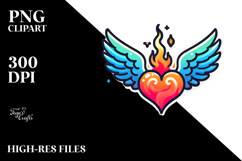 Heart with Wings and Fire Paintbrush Style PNG Product Image 2