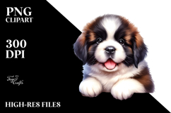 Happy Saint Bernard in Watercolor PNG Product Image 2