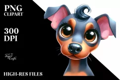 Cute Doberman Pinscher Watercolor Clipart Product Image 1