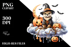 Otter Dressed for Halloween Sitting on Cloud PNG Product Image 2