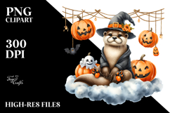 Watercolor Design with Otter for Halloween, High-Res PNG Product Image 2